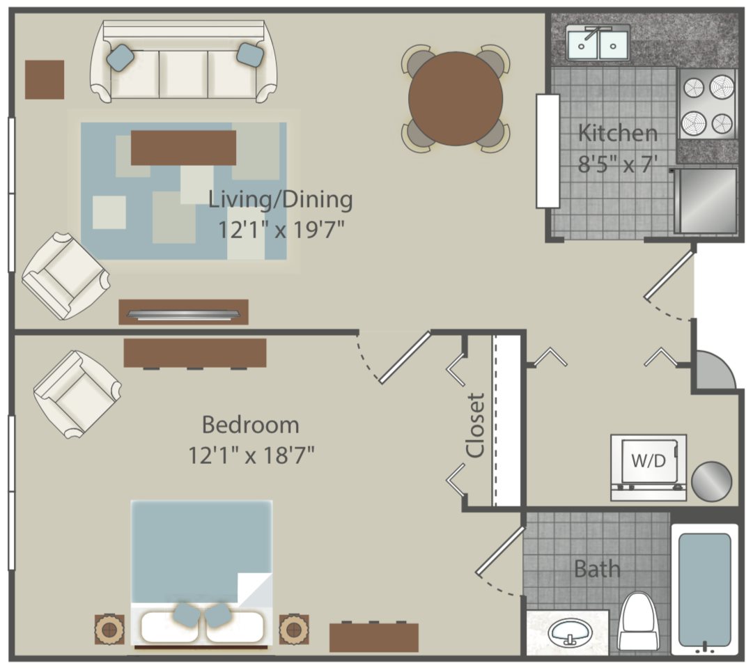 Clear Creek Commons Apartments_Golden CO_Floor Plan_One Bedroom One Bathroom_Creekside Trailway Clear Creek Commons Apartments_Golden CO_Floor Plan_One Bedroom One Bathroom_Creekside Trailway